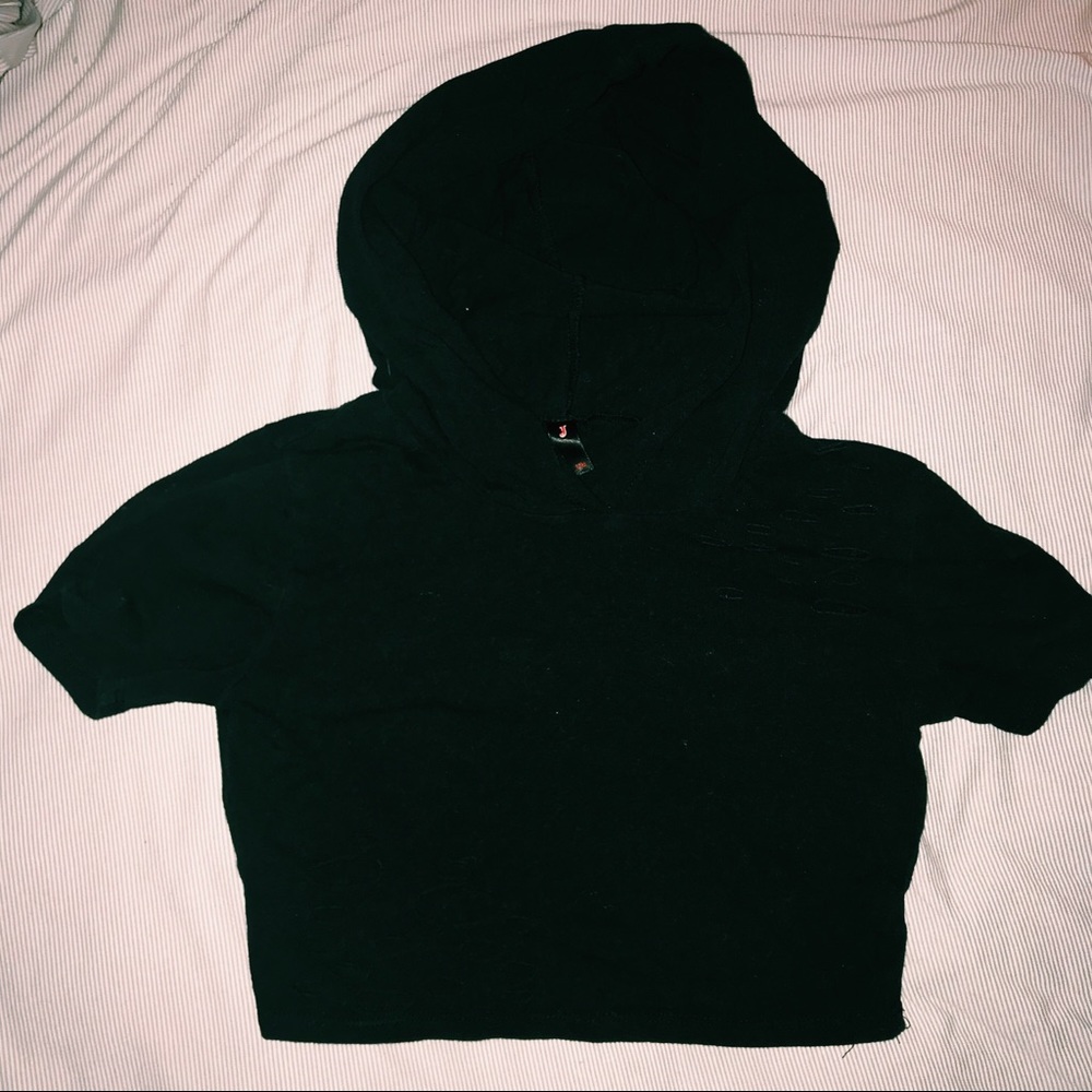 Hole Cut-Out Hooded Crop Top
